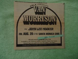 Van Morrison / John Lee Hooker 1970 Concert Ad Santa Monica Civic Krla Radio