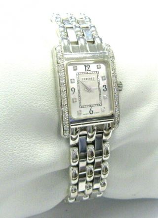 Ladies 18k White Gold & Diamond Concord Veneto 61 - 25 - 680 Quartz Watch 6 - 1/4 "