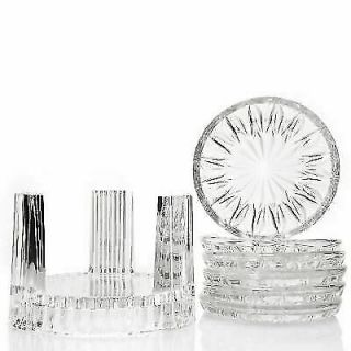Marquis By Waterford Set Of 6 Crystal Coasters W/ Holder In Gift Box