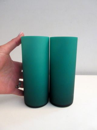 Mid - Century Modern Carlo Moretti Satinato Art Glass Cylinder Vase Pair Minty