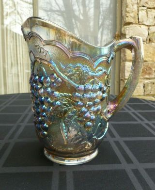 Imperial Grape Smoke Colored Carnival Glass Water Pitcher