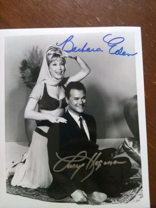 Barbara Eden Larry Hagman - I Dream Of Jeannie Signed Autograph 8x10 Photo W/coa