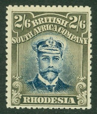 Sg 249 Rhodesia 1913 - 19 2/6 Indigo & Grey Brown Lightly Mounted Cat £55