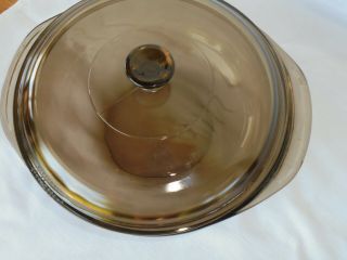 VINTAGE PYREX VISION WARE AMBER BROWN COVERED CASSEROLE DISH 2 L with LID 04 2