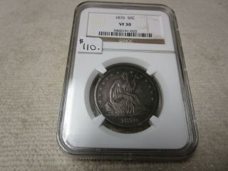 1870 Seated Liberty Half Dollar (50 Cents).  Ngc Vf 30.  Wonderful Type - Set Coin.