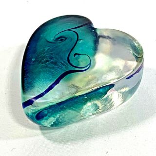 Glass Swirl Heart Paperweight Robert Held Canada Signed Rhag & Tagged 2.  5”