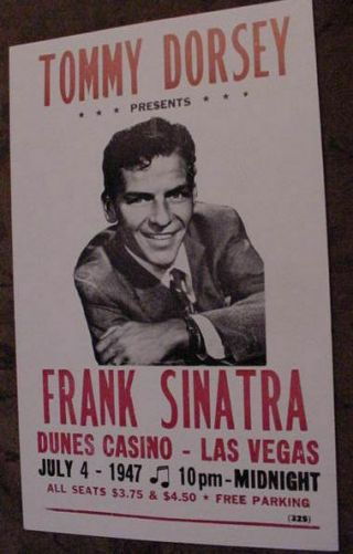 Frank Sinatra Tommy Dorsey 1947 40s Concert Poster Art Las Vegas Dunes Casino