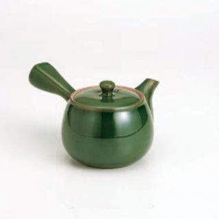 Kyusu Teapot : Sozan (400cc/ml) Dark Green - Kago Ami Stainless Steel Net