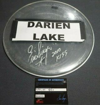 Kiss Eric Singer Signed Darien Lake Drumhead 18 Inch Autograph Hottest Show Tour