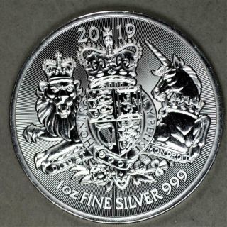 Great Britain 2019 £2 (2 Pounds) Royal Arms 1 Ounce Silver Coin