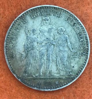1875 France 5 Francs King Louis Philippe I 90 Silver Coin