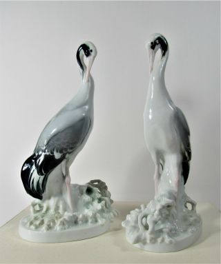 Karl Ens Porcelain Heron Birds Hand Painted Sculptured Figurines