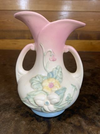 Vtg Hull Art Pottery Wildflower Floral Vase W8 7 1/2 Pink Blue Pastel Floral