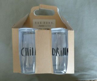 Rae Dunn Chill Drink Sip Cool Set Of 4 Highball 19.  6 Oz.  Glasses Tumblers