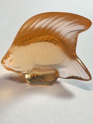 Lalique Crystal Amber Orange Poisson Fish Figure Signed 10604