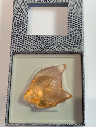 Lalique Crystal Amber Orange Poisson Fish Figure Signed 10604 3