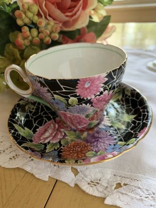 Shelley Black Chintz Cup Saucer
