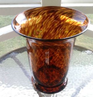 Tortoise Hurricane Vase - Glass - 10 X 8 Brown Swirls - Large -