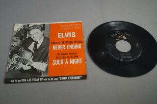 Elvis Presley Such A Night / Never Ending 45rpm Record W/picture Sleeve