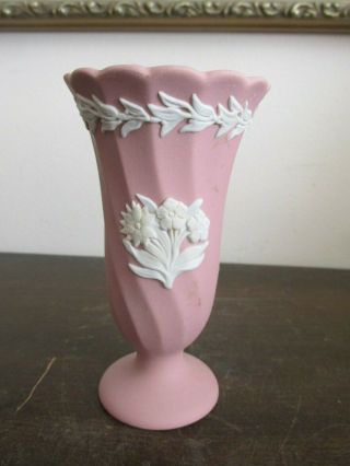 Wedgwood England Jasperware Pink Bud Vase 4 "