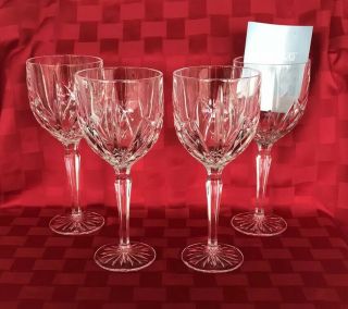 Set Of 4 Waterford Marquis Crystal Clear Wine Or Water Goblets 8 5/8 " Tall Nwob