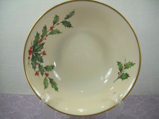 Lenox Holiday Vegetable Serving Bowl Christmas Holly Berries W/ Gold Trim