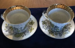 Russian Porcelain Tea Cup And Saucer Imperial Lomonosov Wave Shape