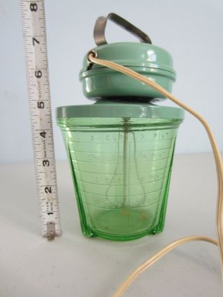 Vintage Electric Beater With Green Depression Glass Vidrio Measuring Cup,