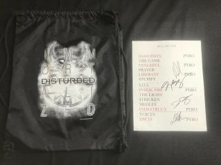 Disturbed Immortalized Hand Signed Set List & Limited Ed Backpack Auto Autograph