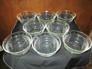 Set Of 8 Vtg.  Clear Pyrex Custard Cups 6 Oz Scalloped 3 Ring 463 Usa