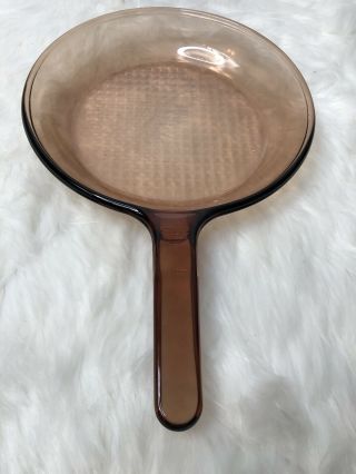 Corning Ware Vision 10 " Waffle Bottom Skillet Amber Frying Pan Cookware U.  S.  A