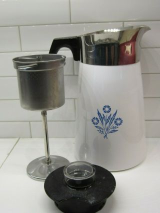 Vintage Corning Ware - 10 Cup Blue Cornflower Cup Coffee Maker P - 149 -