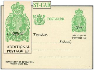 Zealand 1964 2½d,  ½d School Psc Low Dash Sam Ax21a