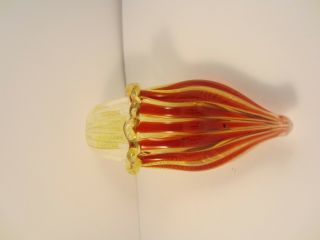 Exquisite Hand Crafted Red Yellow Latticino Slipper Shoe Murano Art Glass 3