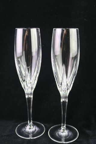 Gorham Trinity 2 Champagne Flute Glasses Vertical Cuts