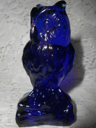 Blue Vaseline Glass Owl Bird Uranium Canary Cobalt Screech Great Horned Barn Art