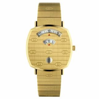 Gucci Grip Gold - Tone Stainless Steel Bracelet 35mm Unisex Watch Ya157403