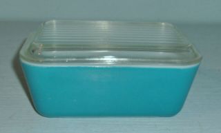 Vintage Pyrex Blue Fridge Dish W/ Ribbed Glass Lid 0502