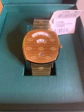 Gucci Grip Gold - Tone Stainless Steel Bracelet 38mm Unisex Watch Ya157409