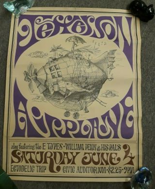 Jefferson Airplane Concert Poster Ectodelic Trip Purple 1960 