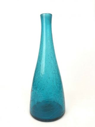 Blenko Aqua Teal Crackle Decanter 920 - M Art Glass Mid Century Modern No Stopper