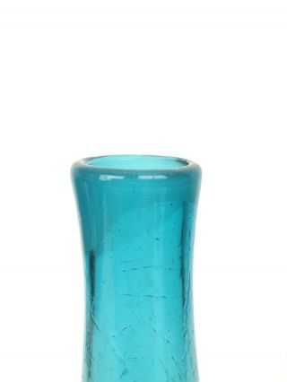Blenko Aqua Teal Crackle Decanter 920 - M Art Glass Mid Century Modern No Stopper 2