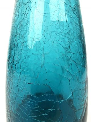 Blenko Aqua Teal Crackle Decanter 920 - M Art Glass Mid Century Modern No Stopper 3