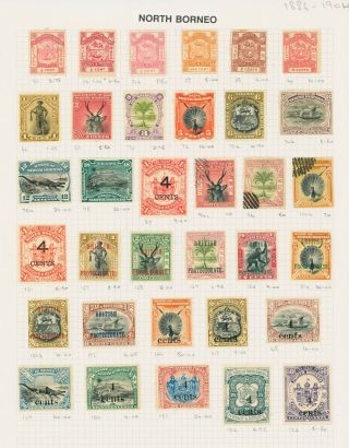 North Borneo 1886 - 1904 Useful Selection On Page Sg Cat £330 (2017)