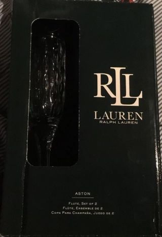 Set Of 2 Ralph Lauren Home Aston Fine Crystal Champagne Flute Glasses