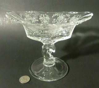 Heisey Elegant Glass Orchid Etched Waverly Pedestal Footed Candy Dish Compote
