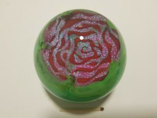 Caithness Glass Vintage Paperweight Only A Rose Pink Flower Crafted Scotland 7cm