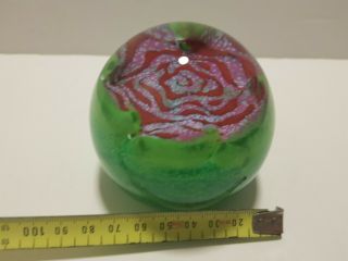 Caithness glass vintage paperweight Only A Rose pink flower crafted Scotland 7cm 2