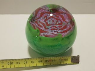 Caithness glass vintage paperweight Only A Rose pink flower crafted Scotland 7cm 3