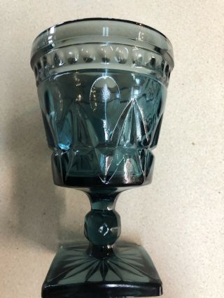 Set Of Four Vintage Indiana Glass Colony Park Lane Blue 5 3/8 " Water Goblets Euc